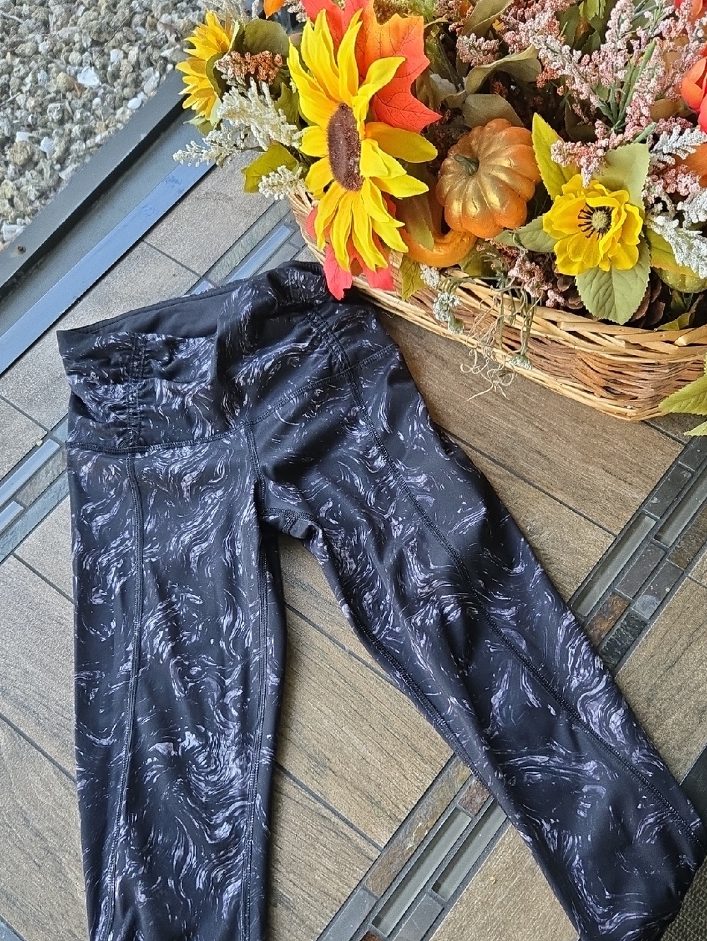lululemon athletica Kids Black Marble Print Leggings